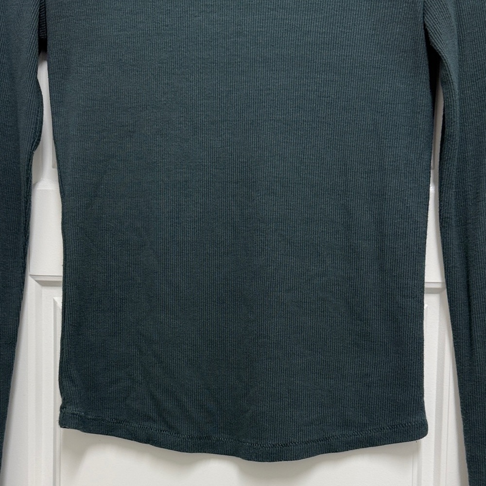 Nuuds Long Sleeve Crewneck Top in Dark Green - Picture 3 of 7